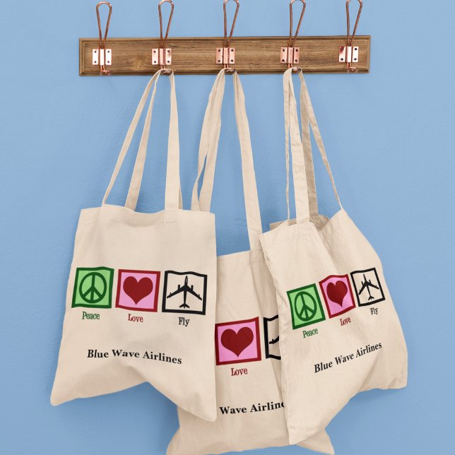 Peace Love Fly Custom Aeroplane Pilot Tote Bag (Creator Uploaded)