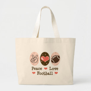 Peace Love Football Canvas Tote Bag