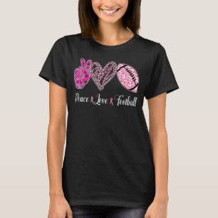 Peace Love Football Leopard In October We Wear Pin T-Shirt