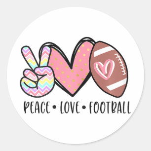 Peace Love Footll Mum Cute For Women Teen Girls To Classic Round Sticker