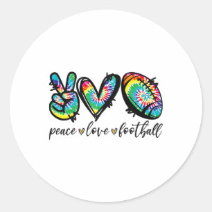Peace Love Footll Player Tie Dye American Footll L Classic Round Sticker