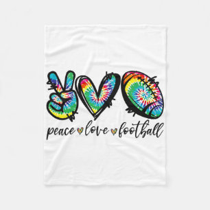 Peace Love Footll Player Tie Dye American Footll L Fleece Blanket