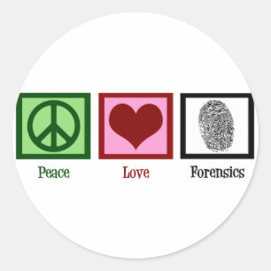 Peace Love Forensics Classic Round Sticker