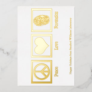 Peace Love Forensics Custom Forensic Lab Gold Foil Holiday Card