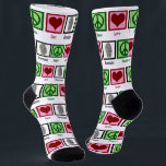 Peace Love Forensics Science Cool Fingerprint Socks<br><div class="desc">If you find forensic science fascinating,  this is the perfect gift. It features a peace sign,  heart,  and fingerprint. Peace Love Forensics socks for a scientist.</div>