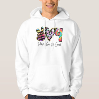 Peace Love Fourth Grade Teacher Girl Team 4th Grad Hoodie
