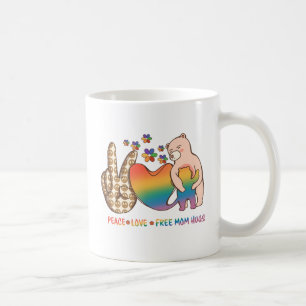 Peace, Love, Free Mum Hugs - LGBTQ+ Pride Design Coffee Mug