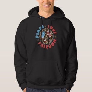 Peace Love Freedom Peace Sign Hippie Usa Flag 4th Hoodie