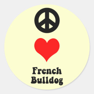 Peace love French Bulldog Classic Round Sticker