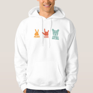 Peace Love French Bulldog Vintage Dog Lovers Hoodie