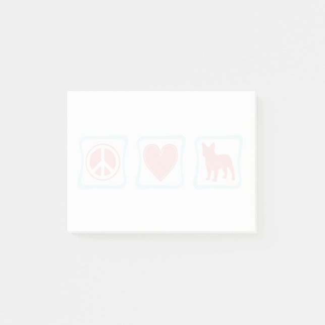 Peace Love French Bulldogs Squares Post-it Notes (Front)