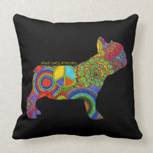 "Peace Love & Frenchies" Pop Art Pillow
