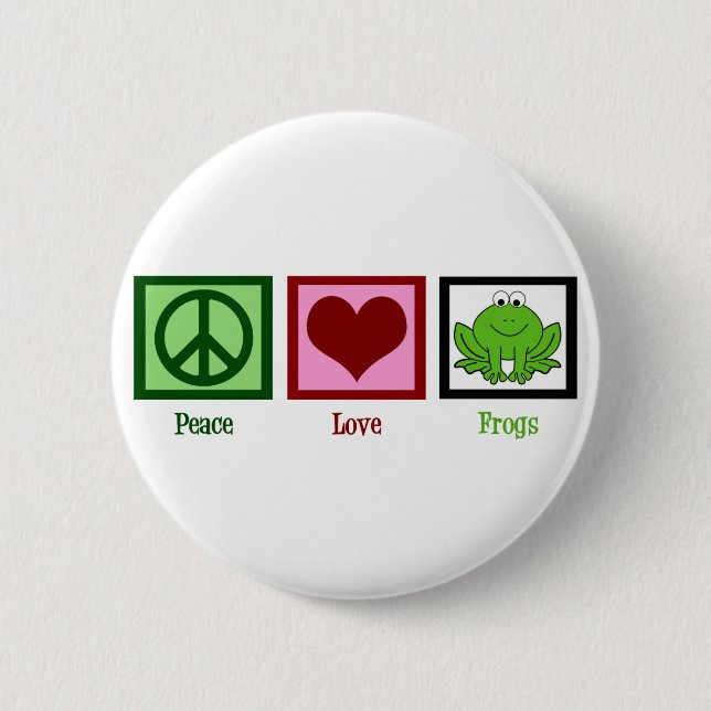 Peace Love Frogs 6 Cm Round Badge (Front)