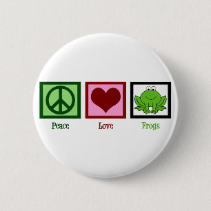 Peace Love Frogs 6 Cm Round Badge