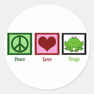 Peace Love Frogs Classic Round Sticker