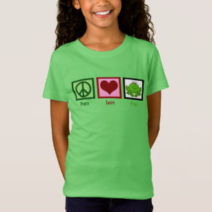 Peace Love Frogs Cute Green Frog Kids T-Shirt