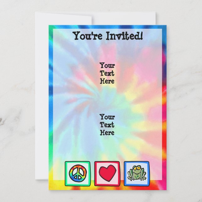 Peace, Love, Frogs Invitation (Front)