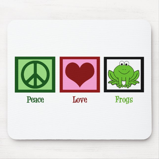 Peace Love Frogs Mouse Pad (Front)