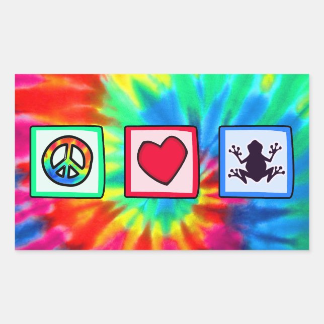 Peace, Love, Frogs Rectangular Sticker (Front)