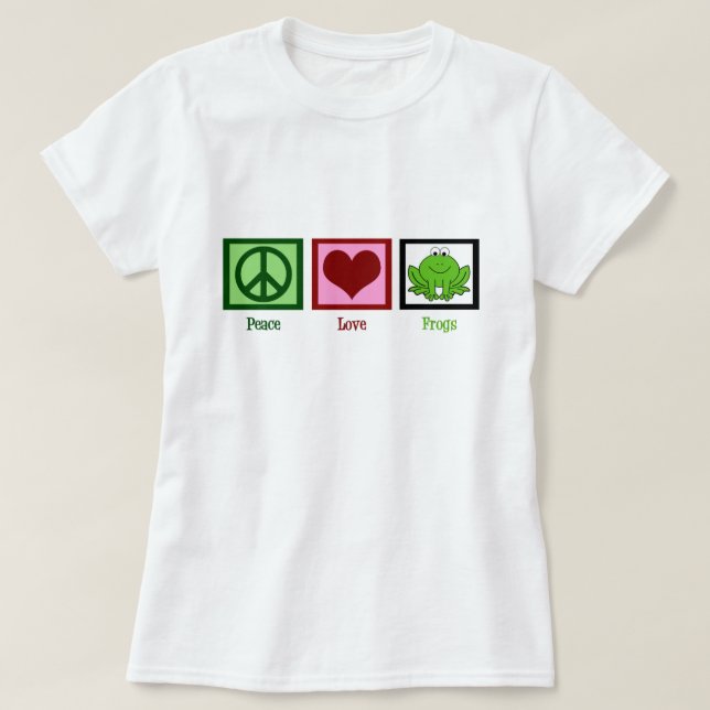 Peace Love Frogs T-Shirt (Design Front)