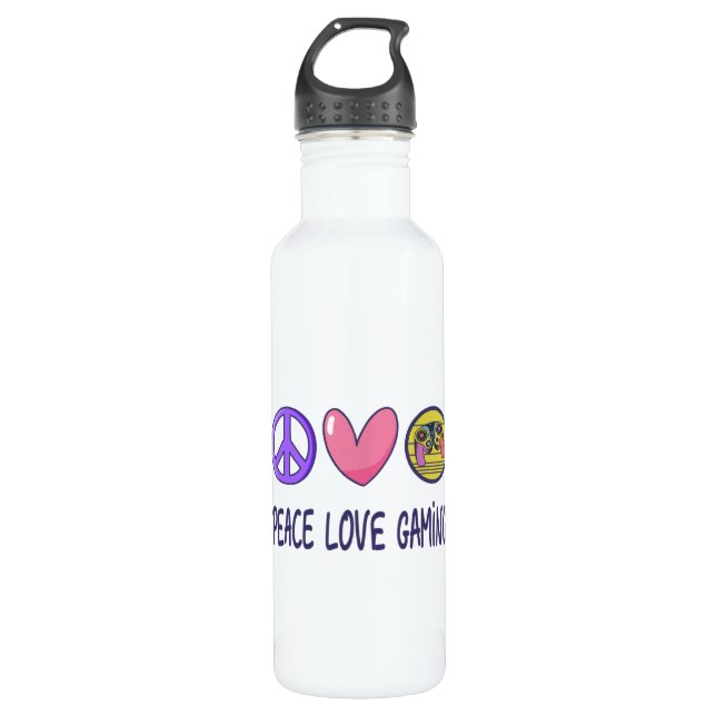 Peace Love Gaming 710 Ml Water Bottle (Front)
