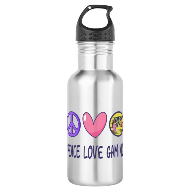 Peace Love Gaming 710 Ml Water Bottle (Front)