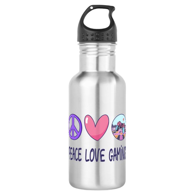 Peace Love Gaming 710 Ml Water Bottle (Front)