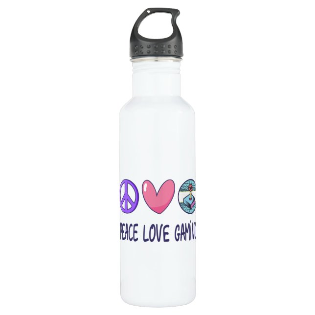 Peace Love Gaming 710 Ml Water Bottle (Front)