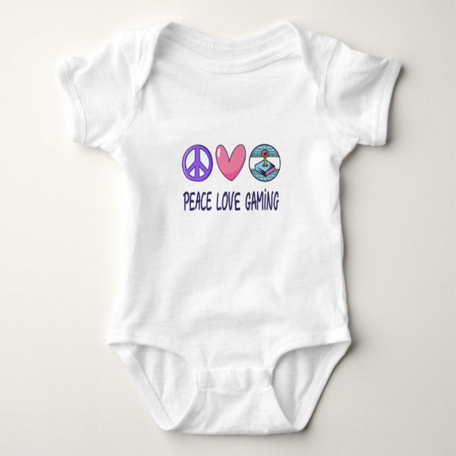 Peace Love Gaming Baby Bodysuit (Front)