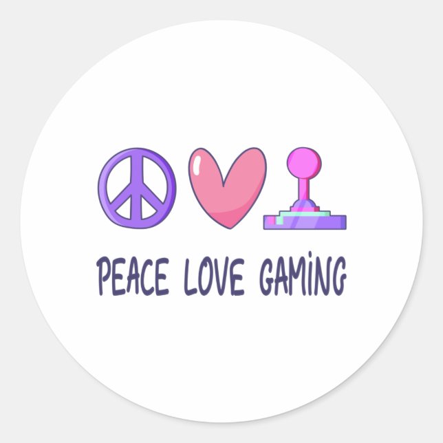 Peace Love Gaming Classic Round Sticker (Front)