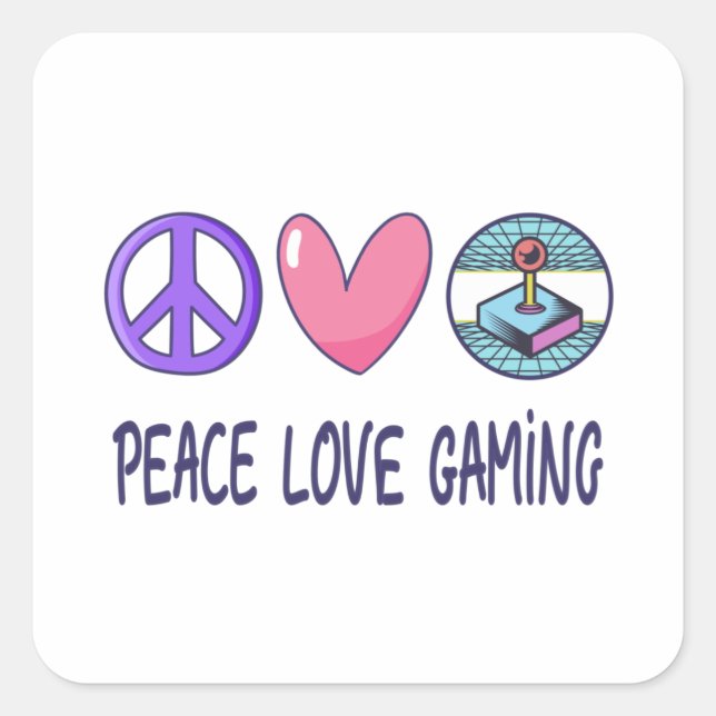 Peace Love Gaming Square Sticker (Front)