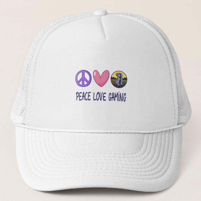Peace Love Gaming Trucker Hat (Front)