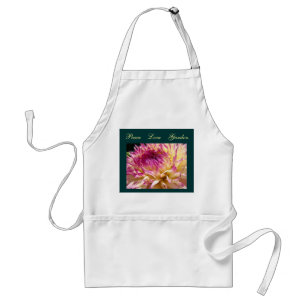Peace Love Garden apron gifts Pink Dahlia Flower
