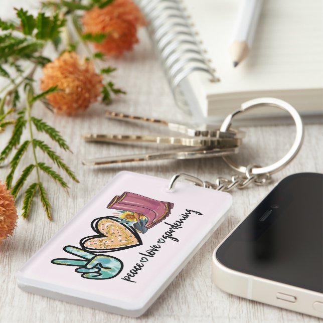 Peace Love Gardening Key Ring (Front Right)