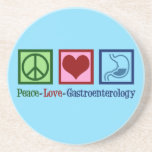Peace Love Gastroenterology Coaster<br><div class="desc">Peace Love Gastroenterology. A cute gastrointestinal doctor gift for a gastroenterologist or nurse.</div>