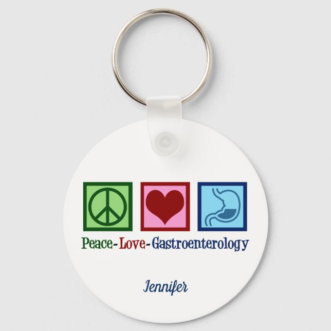 Peace Love Gastroenterology Key Ring (Front)