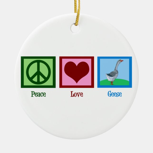 Peace Love Geese Ceramic Tree Decoration (Front)
