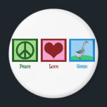 Peace Love Geese Magnet<br><div class="desc">A cute geese gift featuring a peace sign,  heart and a goose.</div>