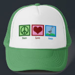 Peace Love Geese Trucker Hat<br><div class="desc">A cute geese gift featuring a peace sign,  heart and a goose.</div>