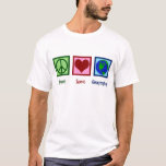 Peace Love Geography Teacher World Map T-Shirt<br><div class="desc">Peace Love Geography Christmas gift for a geographer or geography teacher or professor who studies the Earth. A peace sign,  heart,  and an image of our world. The planet is an interesting place to learn about in school.</div>