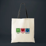 Peace Love Geography Teacher World Map Tote Bag<br><div class="desc">A cool geography teacher Christmas gift featuring a cute peace sign,  heart,  and globe of the Earth.</div>
