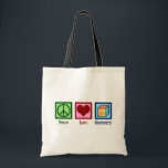 Peace Love Geometry Tote Bag<br><div class="desc">Peace Love Geometry. A cute geometry teacher gift for a math tutor or mathematician called a geometer. Cool for someone who loves math sizes and shapes.</div>