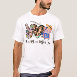 Peace Love Girls Trip Leopard Heart Luggage Raise  T-Shirt