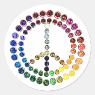Peace Love Glitter Confetti Rainbow 4 Classic Round Sticker