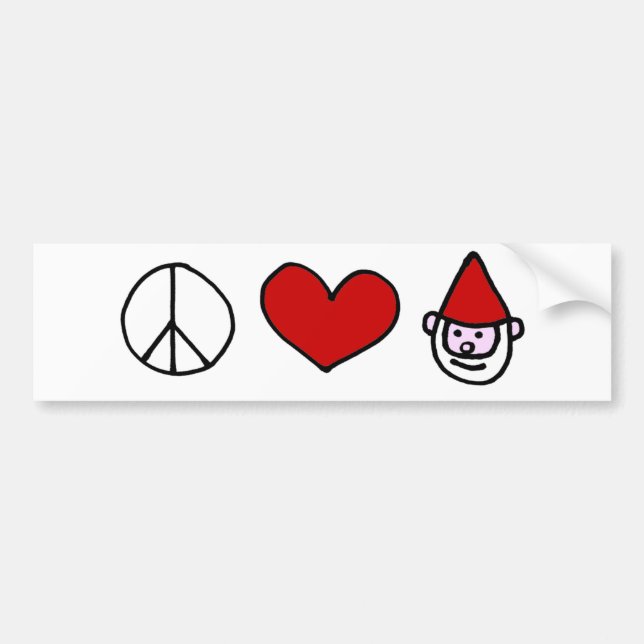 Peace Love Gnome Bumper Sticker (Front)