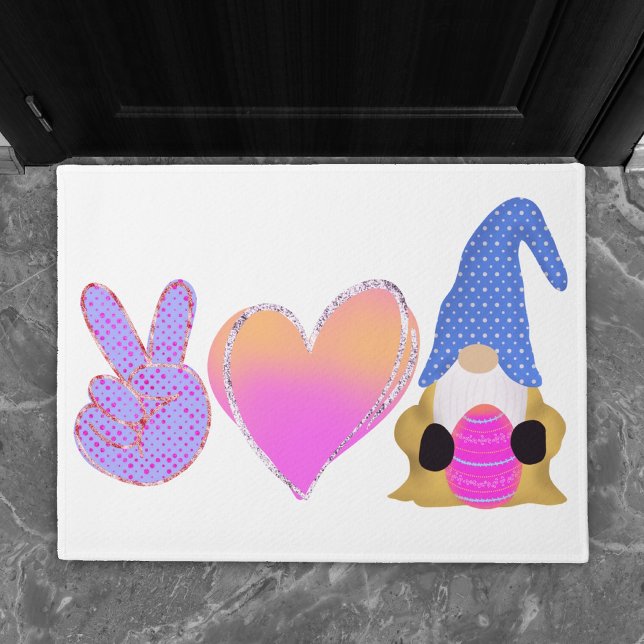 Peace Love Gnome | Cute Easter Pastel Sublimation Doormat (Creator Uploaded)