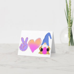 Peace Love Gnome Cute Easter Pastel Sublimation Holiday Card