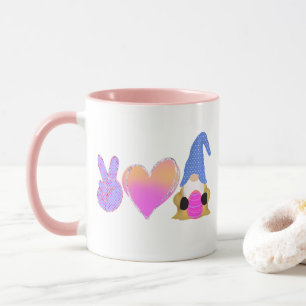 Peace Love Gnome Cute Easter Pastel Sublimation Mug