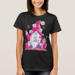 Peace Love Gnome Lady Bugs Hippie Gnomes Daisies D T-Shirt