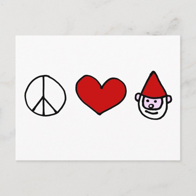 Peace Love Gnome Postcard (Front)